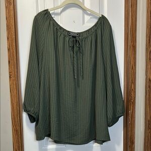 NYC Green Relaxed Tie Front Blouse